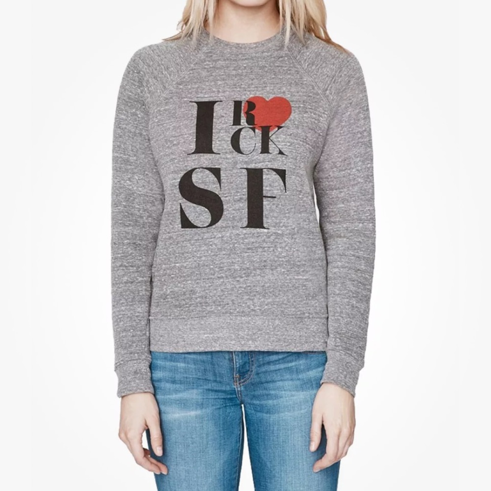 50%offw❤️ REBECCA MINKOFF Women's Heather Grey Rock SF Crew Sweatshirt $88 NWT